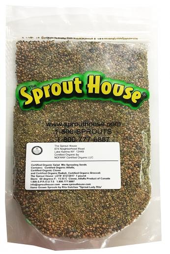 The Sprout House Certified Organic Non-gmo Sprouting Seeds Salad Mix Broccoli, Clover, Radish, Alfalfa 1 Pound