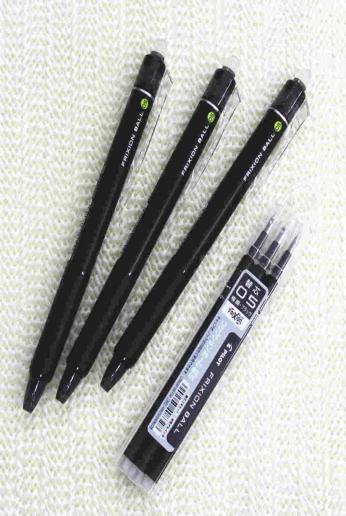 Pilot FriXion Ball Knock Retractable Erasable Gel Ink Pens,Fine Point, - 0.5mm - Black Ink- Value set of 3 & 3 Gel Ink Pen Refill Pack