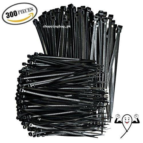 Zip ties tensile Mega Bundle of Cable Wire Ties for Indoor and Outdoor - 300 Pack