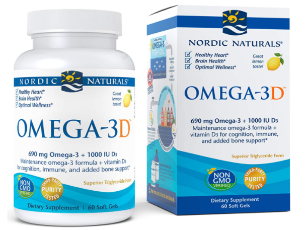 Nordic Naturals Omega-3D Supplement Lemon Flavor 30 Servings