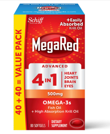 Omega-3 Fish Oil Supplement+ High Absorption Krill Oil 500mg - 80 Softgels