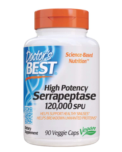 Doctor's Best Serrapeptase Supplement for Supports Healthy Sinuses - 90 Caps