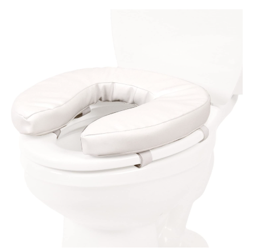 Portable Toilet Seat Cushion with Removable Fastening Straps - White
