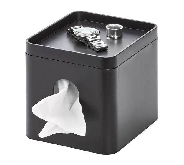 iDesign Cade Facial Tissue Box Cover with Storage Tray