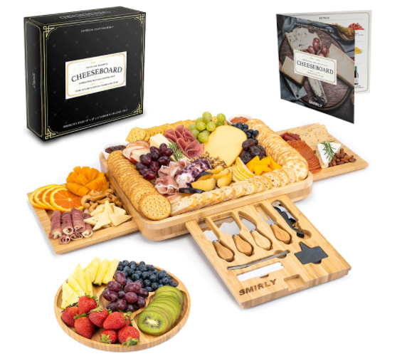 Smirly Cheese Board and Knife Set 16 x 13 x 2 Inch