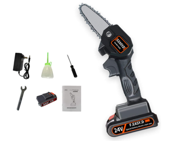 Wendysy Mini Portable Electric Chainsaw - 24V Cordless Black