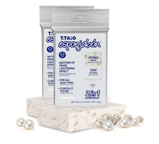 T.Taio Esponjabon Cleansing Shower Scrubber Sponge Inside Soap Outside ( Pack of 2)