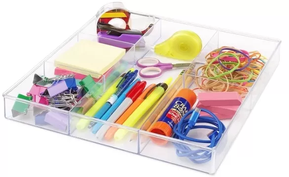 6-Section Clear Drawer Organizer For Home & Office Table