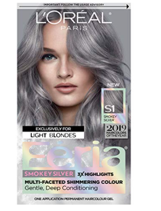 L'Oreal Paris Feria Shimmering Permanent Hair Color, Smokey Silver