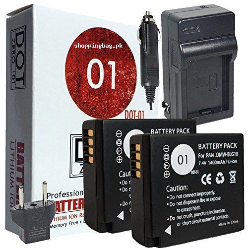 2x DOT-01 Brand 1400 mAh Panasonic DMW-BLG10 Batteries and Charger