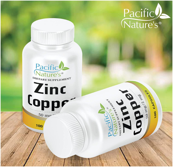 Pacific Nature's Zinc Copper Dietary Supplement 100 Capsules Unflavored