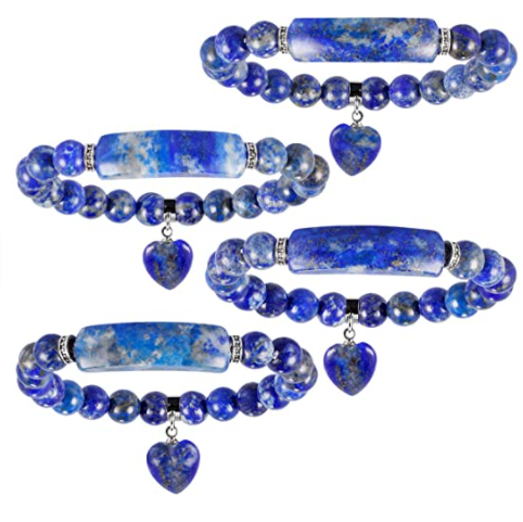 Healing Stone Chakra Charm Crystal Heart Bracelet for Women - 8mm