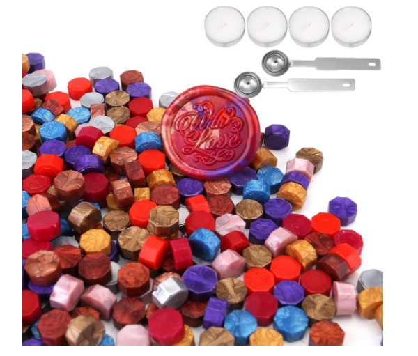 Sealing Wax Beads with 2 Melting Spoon and 4 Candles for Seal Stamp - 300Pcs