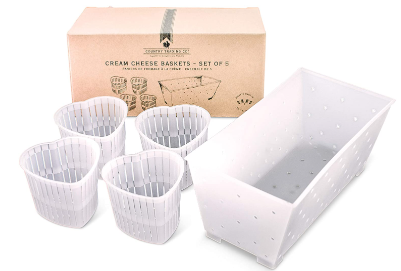 Cream Cheese Making Molds, Baskets for Soft Cheeses and Vegan Cheese - Set of 5