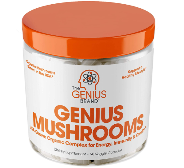 Genius Mushroom Immune System Booster and Nootropic Brain Supplement - 90 Veggie Pills