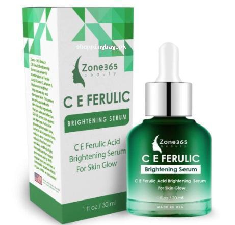 Skin Brightening Serum with Vitamins C and E, Ferulic and Hyaluronic Acid