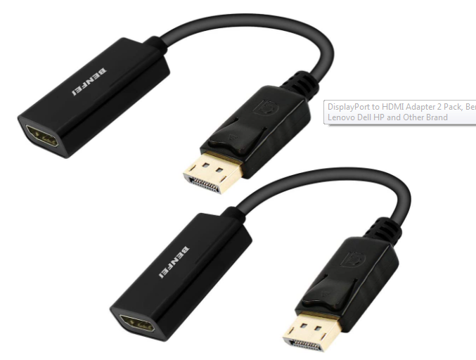 DisplayPort to HDMI Adapter 2 Pack Black