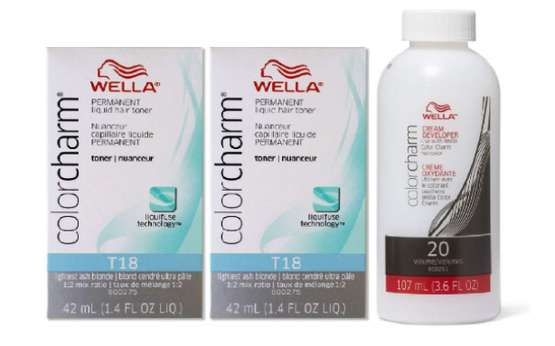 Wella Color Charm Hair Toner T18 with Cream Developer 20 Volume - 1.4 oz (2 Pack)