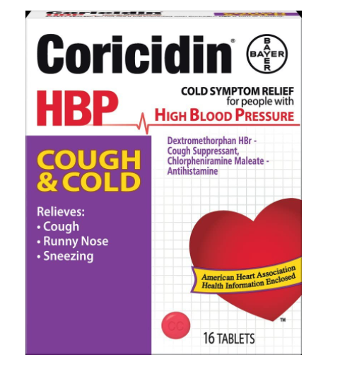 Coricidin HBP Decongestant Cough and Cold Medicine 325 mg