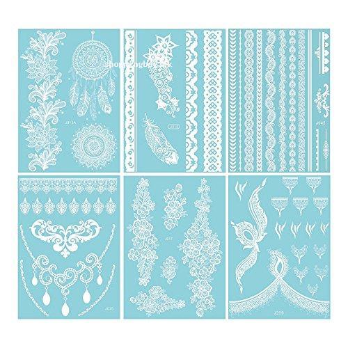 White Henna Temporary Tattoo Stickers (Flower)