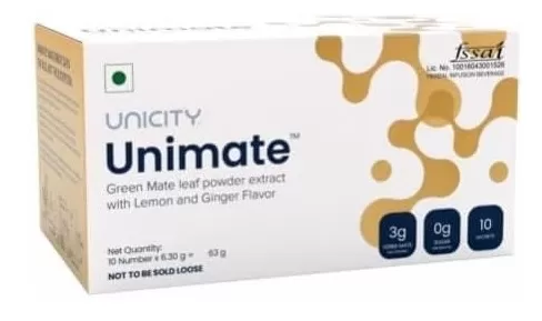 Unicity Unimate Green Mate Leaf Powder Extract with Lemon and Ginger Flavor