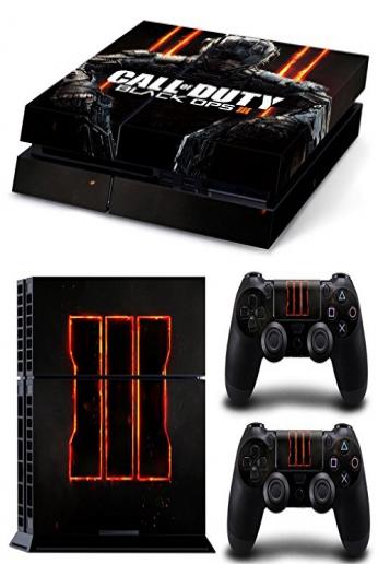 Ps4 Playstation 4 Console Skin Decal Sticker Black OPS 3 COD + 2 Controller Skins Set