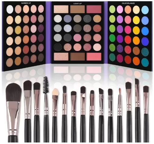Eyeshadow Palette with Pigmented 86 Colors & 15Pcs Brushes Makeup Set