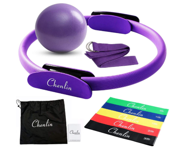 Chenlin 5 Pcs Pilates Ring Set with resistance bands and Pilates ball