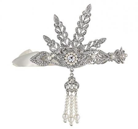 Bling Silver-Tone The Great Gatsby Inspired Art Deco Wedding Tiara Headpiece Headband