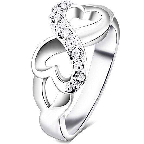 Silver Plated Heart Infinity Symbol Wedding Ring