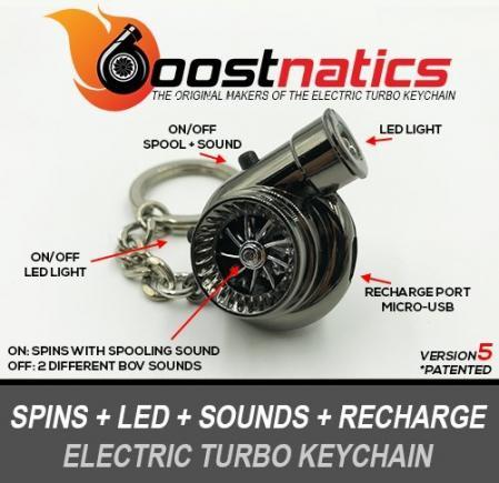 Boostnatics Rechargeable Electric Turbo Keychain with Sounds + LED