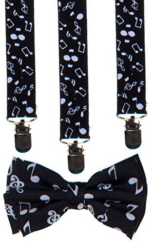 Bow Tie and Suspender Set in Black