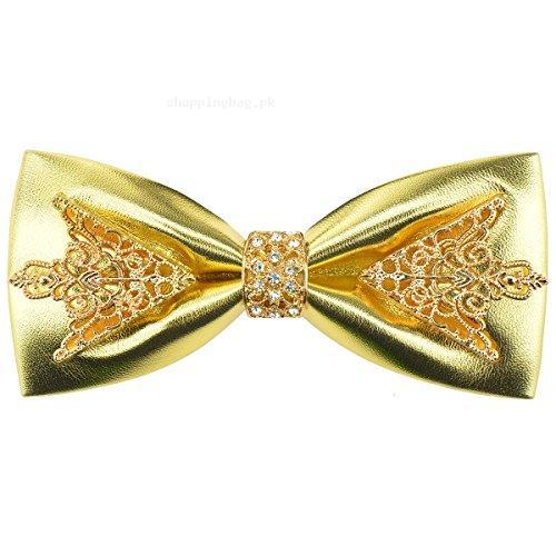 DeerLand Wedding Mens Vintage Floral Bow Ties (Gold)