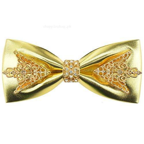 DeerLand Wedding Mens Vintage Floral Bow Ties (Gold)