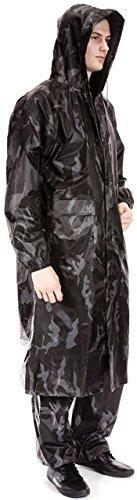 Forever Mens Army Camouflage Waterproof PVC Rain Jacket