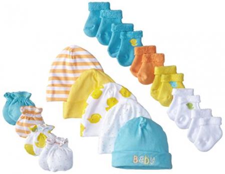 Gerber Unisex-Baby Newborn Ducks 15 Piece Socks Caps and Mittens Essential Gift Set Available in Pakistan