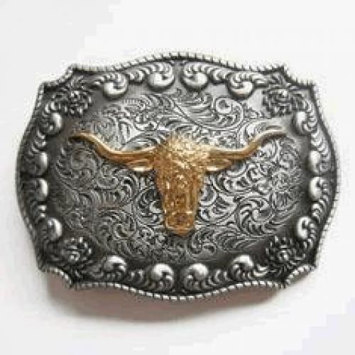 Golden Bull Horn Belt Buckle