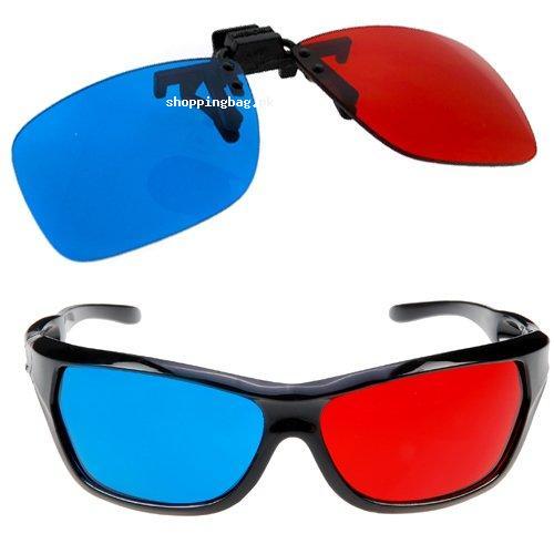 GTMax 2x Red and Cyan Glasses for 3D Movies, Gaming and TV 1x Clip On