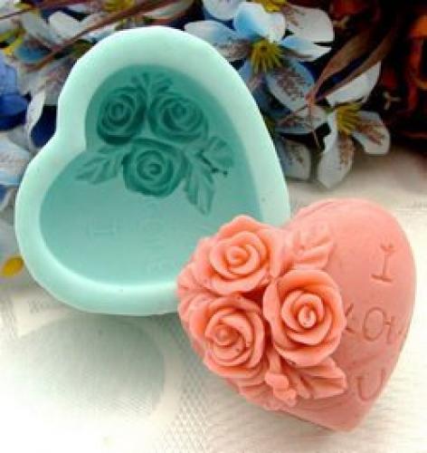 Rose Decoration Heart Art DIY Handmade Soap Molds