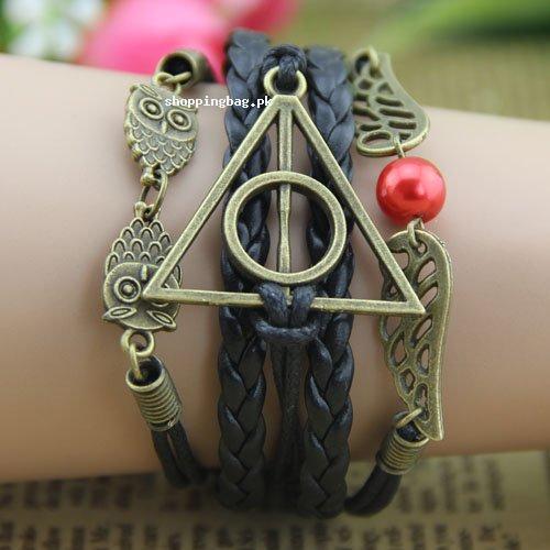 Harry Potter Deathly Hallows Braided Leather Bracelet