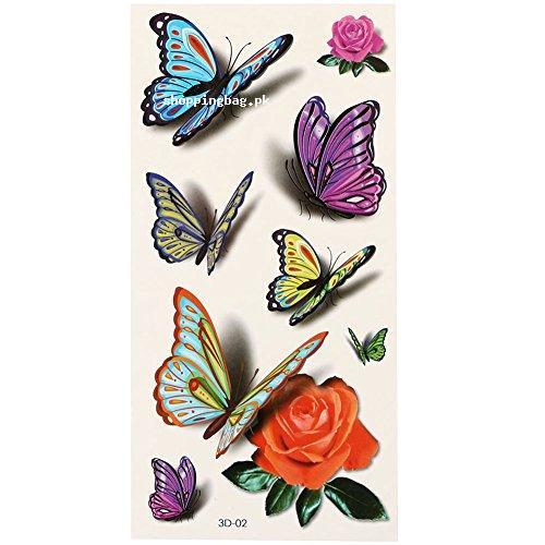 HuntGold 1 Sheet Waterproof Tattoo of 3D Flying Butterfly