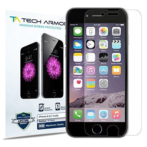 iPhone 6 Screen Protector, Tech Armor Apple iPhone 6 (4.7 inch ONLY) High Defintion (HD) Clear Screen Protectors - Maximum Clarity and Touchscreen Accuracy