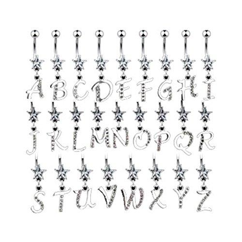Belly Ring With Jeweled Letter B