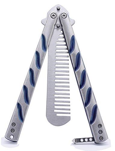 Jollylife Titanium Butterfly Knife Training Comb with Blue Handle