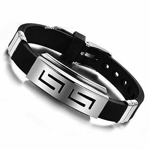 Jwoolw Stainless Steel Rubber Bracelet