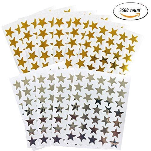 Kenkio Gold Silver 3500 Count Star Stickers