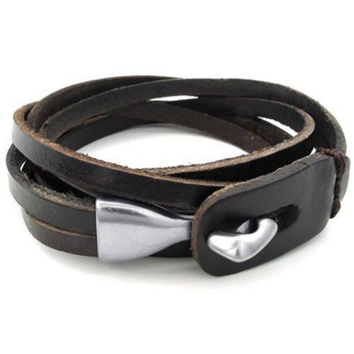 KONOV Mens Leather Cuff Bangle Bracelet