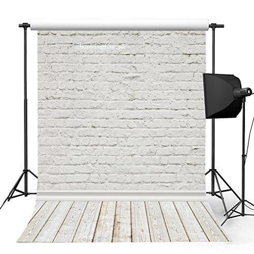 Kooer Ivory White Brick Wooden Floor Photography Backgrounds of Size 5x7ft