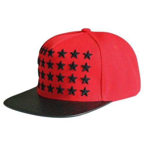 LOCOMO Star Embroidery Leather Snapback Cap