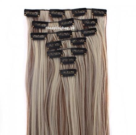 MapofBeauty 23 Inch Straight Synthetic Hair Extensions Light Brown Mixed With Light Blonde